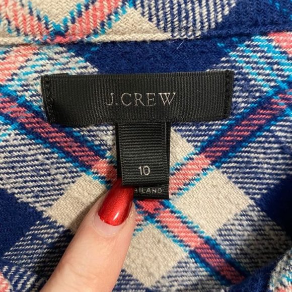 J. Crew Shrunken Boy Flannel Plaid Shirt‎ Women's Size 10 - Picture 2 of 6